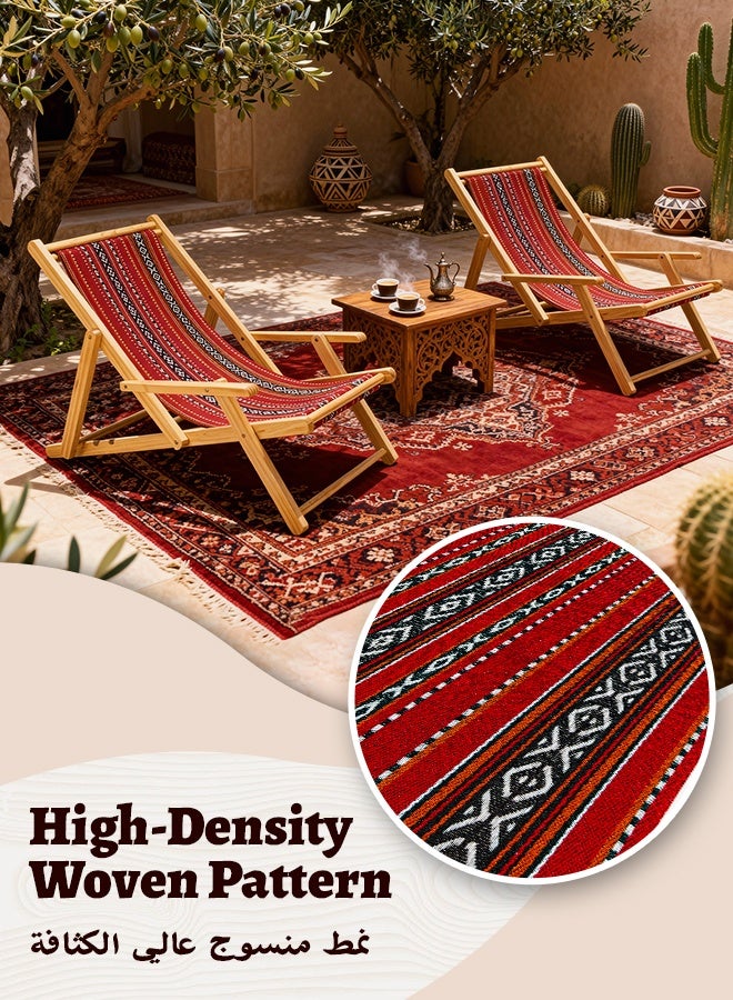 SOLARALIFE Outdoor Folding Wood Lounge Chair – 4-Gear Adjustable Reclining with Armrests - Image 2